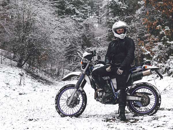 motorbike riding in the snow