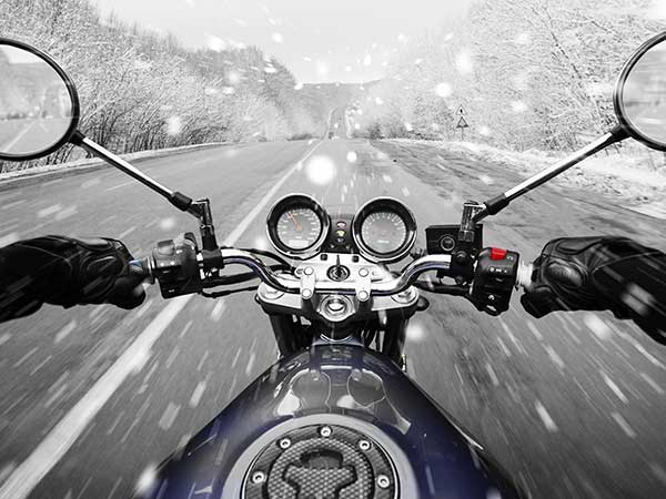motorbike riding in the winter weather